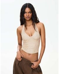 Bershka - Lace Corset Halter Top - Lyst
