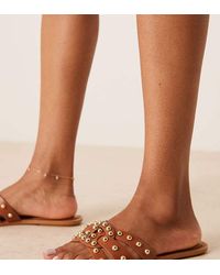 Glamorous - Platte Sandalen Met Brede Pasvorm En Studs - Lyst