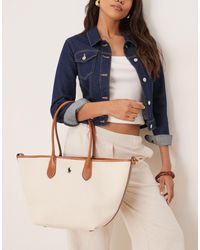 Polo Ralph Lauren - Tote bag zippé en toile - crème - Lyst