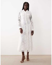 Bardot - Agatha Cotton Rich Lace Shirt Midaxi Dress - Lyst