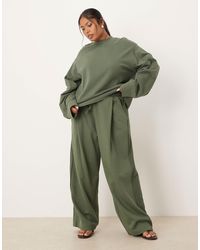 ASOS - Asos Design Curve Wide Leg Trackies With Waffle Panel Detail - Lyst