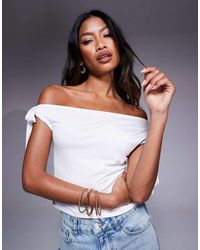 ASOS - Slinky Off The Shoulder Bow Tie Detail - Lyst