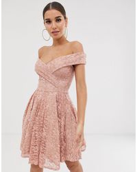 club l bridesmaid bardot detail skater dress