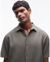 TOPMAN - Short Sleeve Button Up Plisse Shirt - Lyst