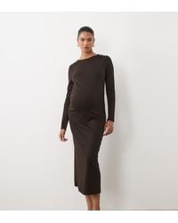 Vero Moda - Long Sleeve Ruched Jersey Midaxi Dress With Shoulder Detail - Lyst