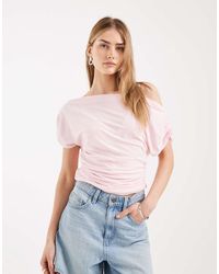 Miss Selfridge - Off Shoulder Top With Ruched Sides - Lyst