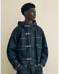 Bershka - Denim Jacket With Hood And Clasps - Lyst