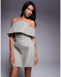 ASOS - Structured Deep Fold Off The Shoulder Mini Dress With Angled Skirt - Lyst