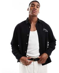 ASOS - Boxy Denim Overshirt With Chest Embroidery - Lyst