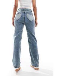 Miss Selfridge - Jeans Met Rechte Pijpen En Hartvormige Zakken - Lyst