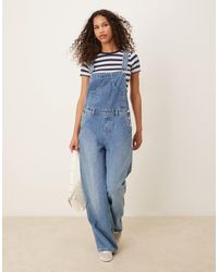 Mango - Oversized Denim Dungarees - Lyst