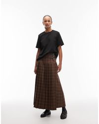 ASOS - Buckle Detail Pleated Kilt Midi Skirt - Lyst