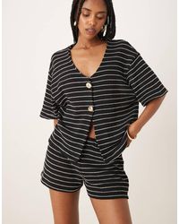ASOS - Gestreepte Gebreide Minishort Met Wit, Deel Van Co-Ord Set - Lyst