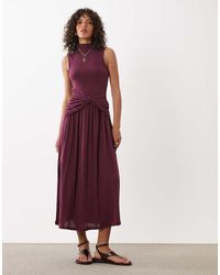 ASOS - Funnel Neck Maxi Dress With Twist Waist Detail - Lyst