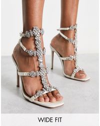 SIMMI - Simmi London Wide Fit Isabeau Embellished Heeled Sandals - Lyst