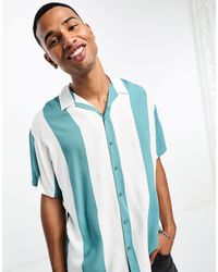 Jack & Jones - Originals - chemise oversize rayée avec col à revers - vert - Lyst