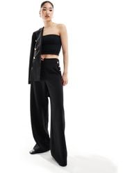 ASOS - Tailored Wide Leg Trouser With Gold Button Detail - Lyst