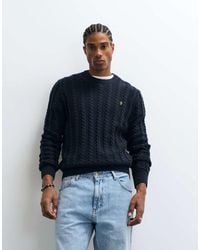 Farah - Knight Cable Knit Logo Jumper - Lyst