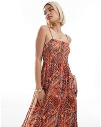 ONLY - Vestito Lungo Con Stampa Ikat E Spalline Sottili - Lyst