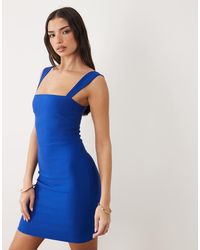 Vesper - Bengaline Square Neck Strappy Mini Dress - Lyst