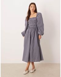 Glamorous - Long Sleeve Ruched Shirred Maxi Dress - Lyst