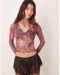 Motel - Copriva Abstract Mesh Long Sleeve Top - Lyst