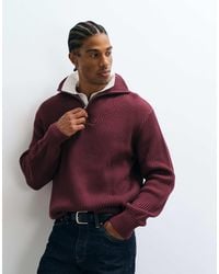 SELECTED - 100% Cotton High Neck 1/4 Zip Knitted Sweater - Lyst