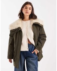 ASOS - Borg Collar Mid Length Parka - Lyst