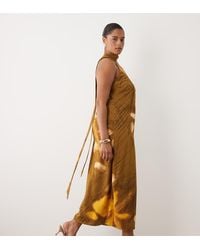 ASOS - Asos Design Curve Techy Scoop Neck Midi Dress With Scarf - Lyst