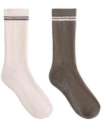 Oysho - 2 Pairs Of Cushioned Cotton-Blend Quarter Yoga And Pilates Socks - Lyst
