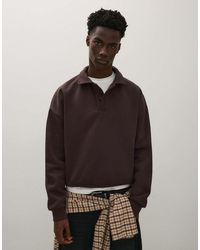 Bershka - Buttoned Polo Collar Sweatshirt - Lyst