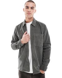 Only & Sons - Surchemise en velours côtelé à fermeture éclair - kaki foncé - Lyst