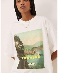 ASOS - Camiseta Blanca Extragrande Con Estampado Gráfico "Beach Club" De - Lyst