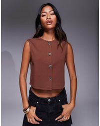ASOS - Wide Shoulder Boxy Cropped Waistcoat - Lyst