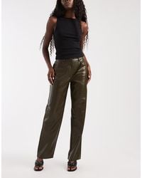 ASOS - Tailored Faux Leather Relaxed Straight Leg Trousers - Lyst