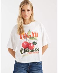 ONLY - Recht T-Shirt Met Kersenprint - Lyst
