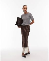 ASOS - Midirok Van Schuingesneden Satijn Met Kanten Rand - Lyst