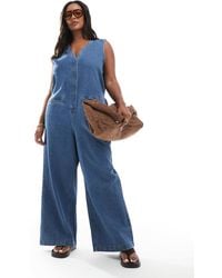 ASOS - Asos design curve – ärmelloser jeans-jumpsuit - Lyst