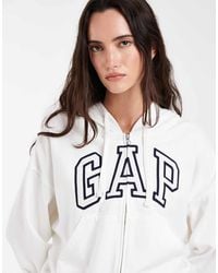Gap - Logo Cropped Zip Through Hoodie - Lyst