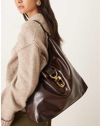 ASOS - Borsa Shopping Morbida Color Cioccolato Con Fibbia Appariscente - Lyst