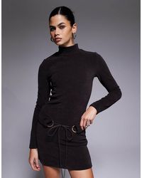 ASOS - High Neck Cord Mini Dress With Hardware - Lyst