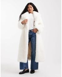 ASOS - Asos Design Petite Longline Belted Faux Fur Coat - Lyst