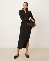 Jdy - Knitted Polo Midi Dress - Lyst