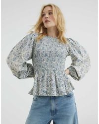 River Island - Long Sleeve Shirred Top - Lyst