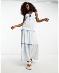 Miss Selfridge - Tiered Denim Maxi Dress - Lyst
