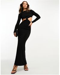 ASOS - Slash Neck Knot Front Maxi Dress With Angel Sleeves - Lyst
