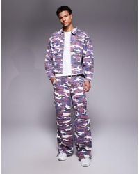 Liquor N Poker - – weite cargo-jeans mit burgunderrotem military-muster, kombiteil - Lyst