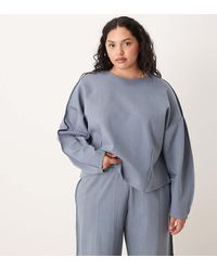 ASOS - Asos Design Curve Interlock Boat Neck Sweat With Seam Detail - Lyst