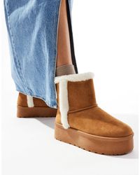 SEQWL - Faux Fur Topped Flatform Boots - Lyst