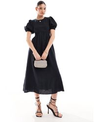 & Other Stories - Midi Dress With Volume Sleeves And Open Back Detail With Tassels - Lyst